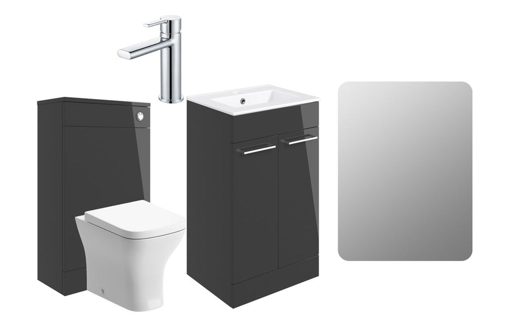 HOTT108125 - Genoa 510mm F/S Furniture Pack - Anthracite Gloss w/Chrome Finishes image