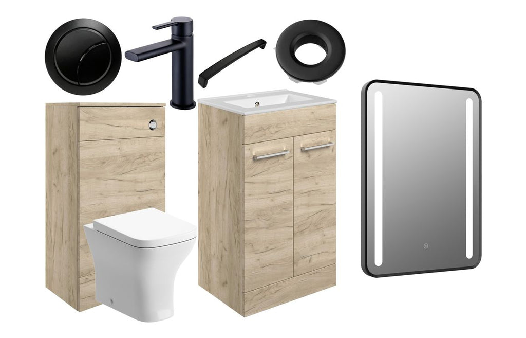 HOTT108132 - Genoa 510mm F/S Furniture Pack - Oak w/Black Finishes image