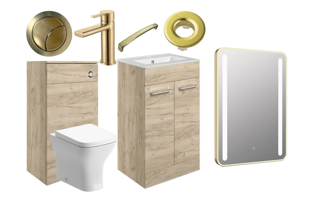 HOTT108137 - Genoa 510mm F/S Furniture Pack - Oak w/Brushed Brass Finishes image