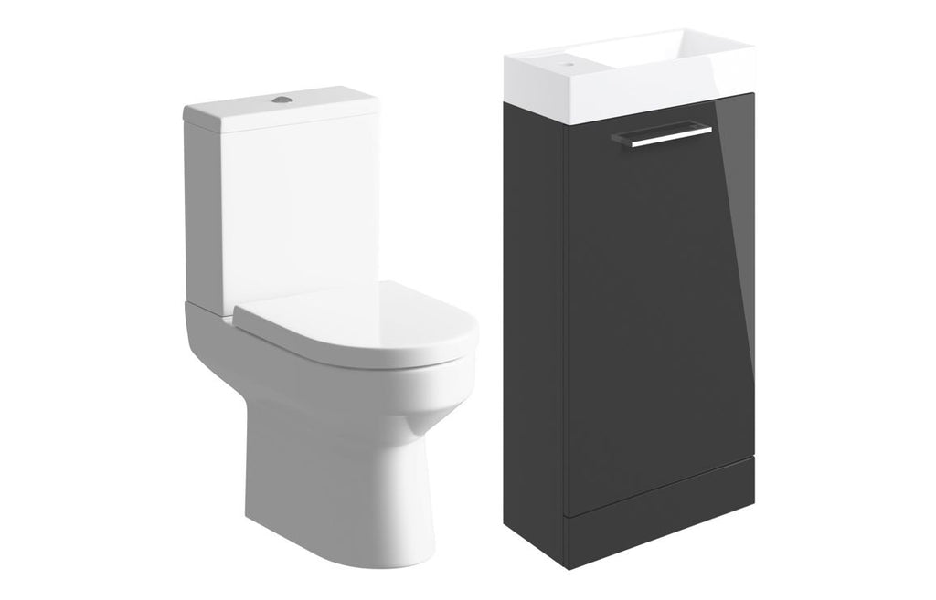 HOTT108115 - Genoa 410mm F/S Basin Unit & C/C Toilet Pack - Anthracite Gloss image