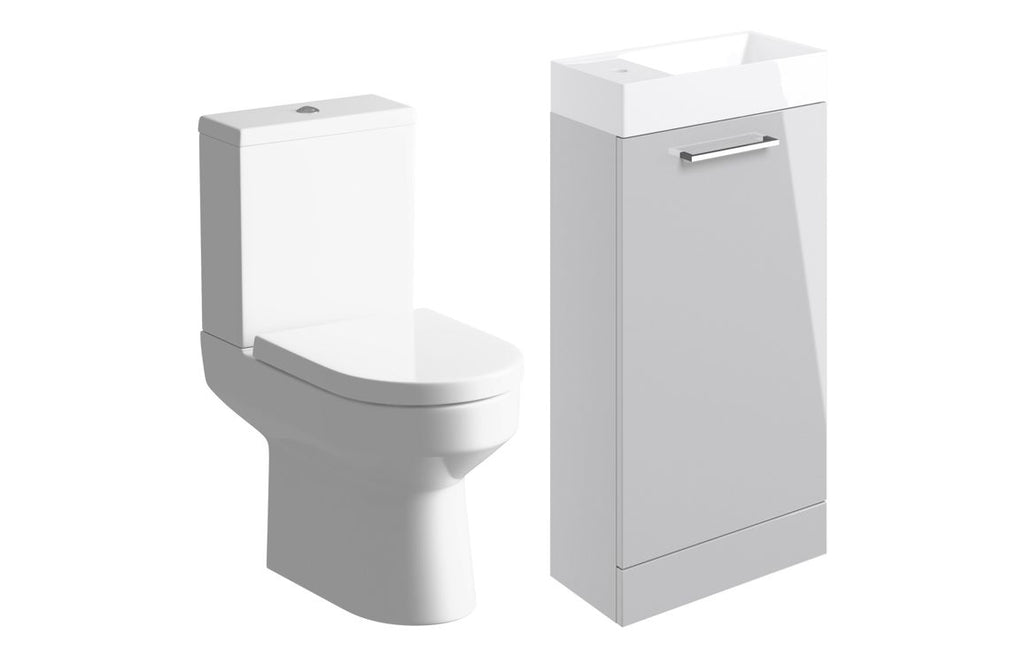 HOTT108116 - Genoa 410mm F/S Basin Unit & C/C Toilet Pack - Grey Gloss image