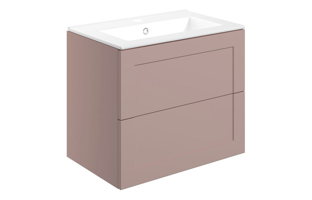 HOTT108516 - Jackson 615mm Wall Hung 2 Drawer Basin Unit & Basin - Matt Peony image