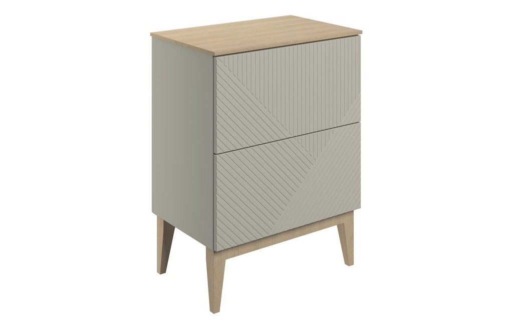 HOTT108503 - Cetara 610mm Floor Standing 2 Drawer Basin Unit & Maple Oak Effect Worktop - Matt Oat image