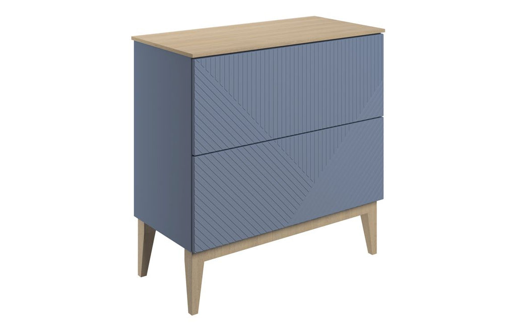 HOTT108505 - Cetara 810mm Floor Standing 2 Drawer Basin Unit & Maple Oak Effect Worktop - Matt Smoke Blue image