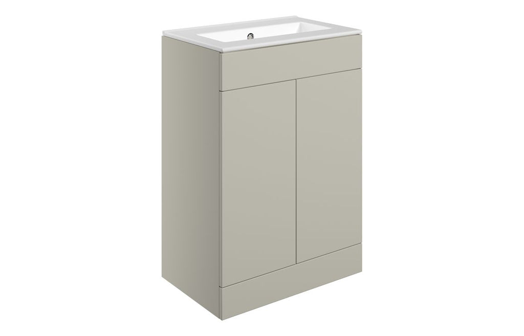 HOTT111327 - Romori 610mm Floor Standing 2 Door Basin Unit & 0TH Basin - Matt Latte image