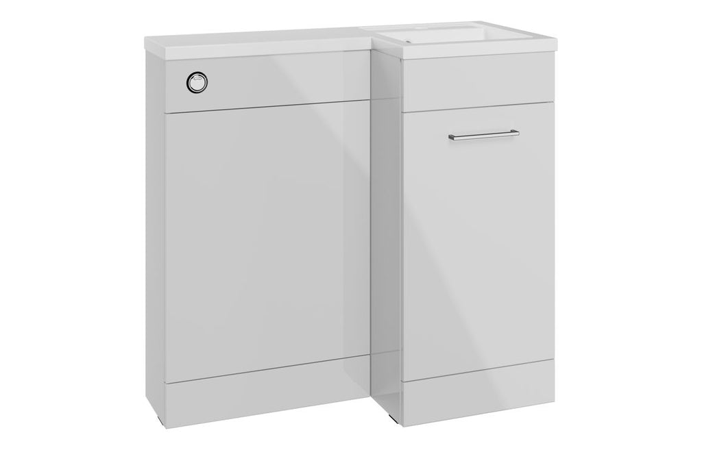 HOTT111691 - Venice 900mm F/S L-Shape Pack & Basin (RH) - Grey Gloss image