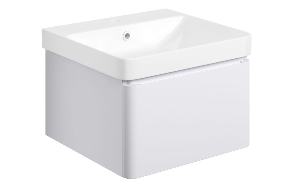 HOTT108927 - Nature 500mm Wall Hung 1 Drawer Basin Unit & Basin - Matt White image