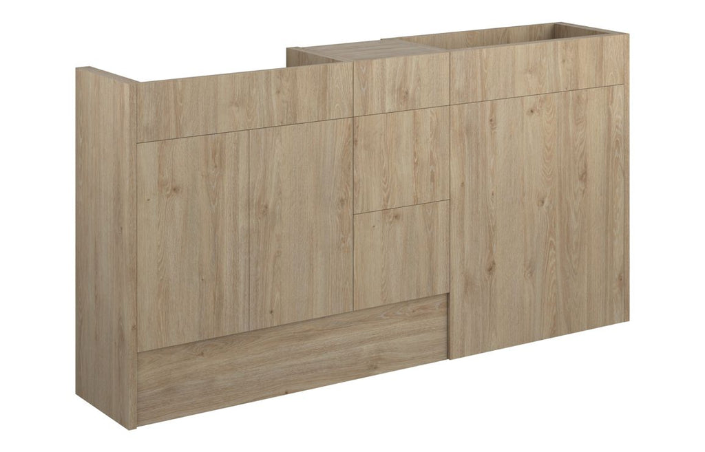 HOTT110656 - Elation 1536mm Standard Basin  WC & 3 Drawer Unit Pack - Havana Oak (Grey Cab) image