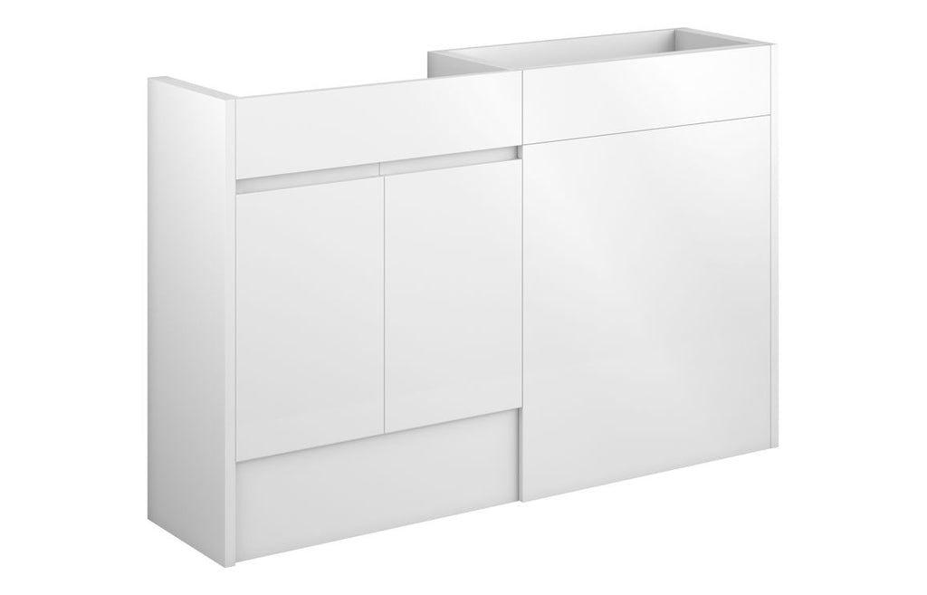 HOTT110005 - J Pull 1236mm Standard Basin & WC Unit Pack - White Gloss (Grey Cab) image