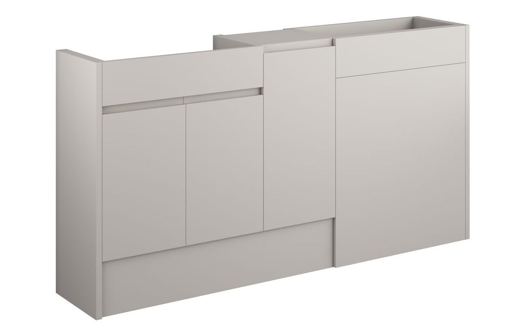 HOTT110154 - J Pull 1536mm Standard Basin  WC & 1 Door Unit Pack - Matt Dove Grey (Oak Cab) image