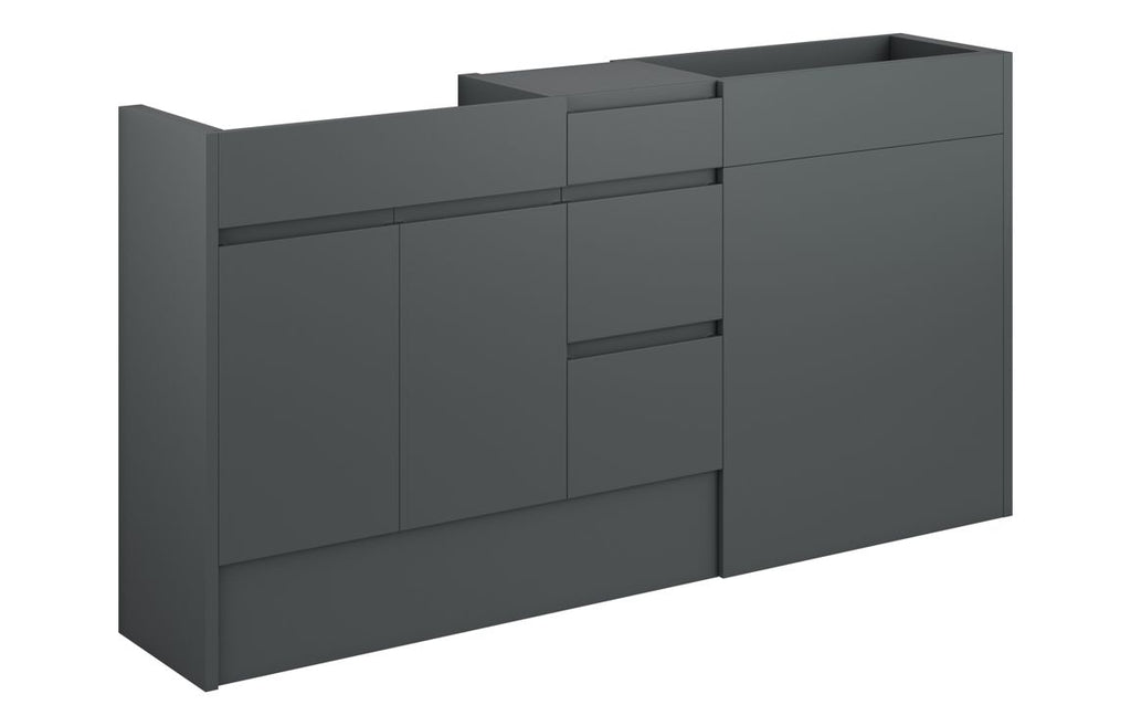 HOTT110088 - J Pull 1536mm Standard Basin  WC & 3 Drawer Unit Pack - Matt Graphite Grey (Grey Cab) image