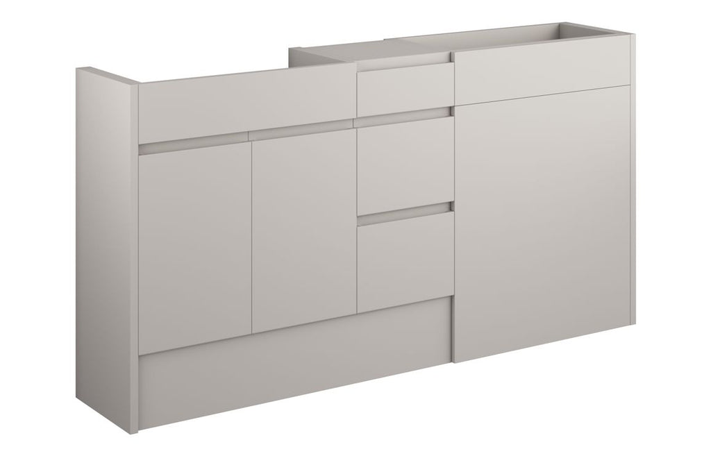 HOTT110160 - J Pull 1536mm Standard Basin WC & 3 Drawer Unit Pack - Matt Dove Grey (Oak Cab) image