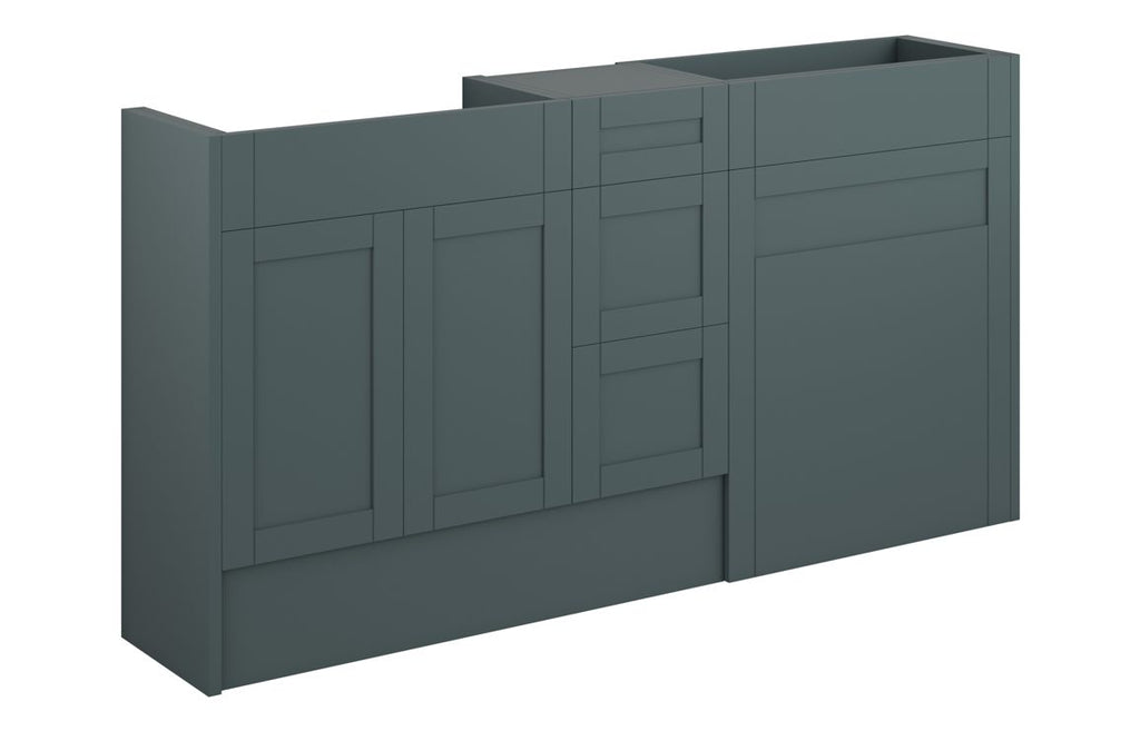 HOTT111224 - Traditions 1536mm Standard Basin  WC & 3 Drawer Unit Pack - Matt Green Camo (Grey Cab) image