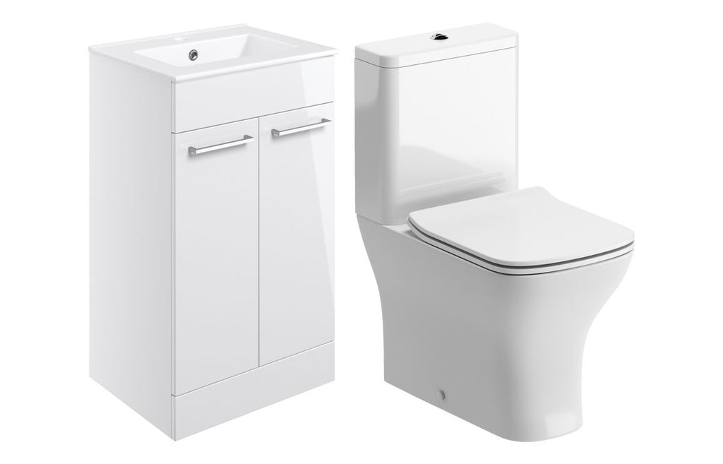 HOTT109076 - Genoa 510mm Floor Standing Unit & Close Coupled WC Pack - White Gloss image