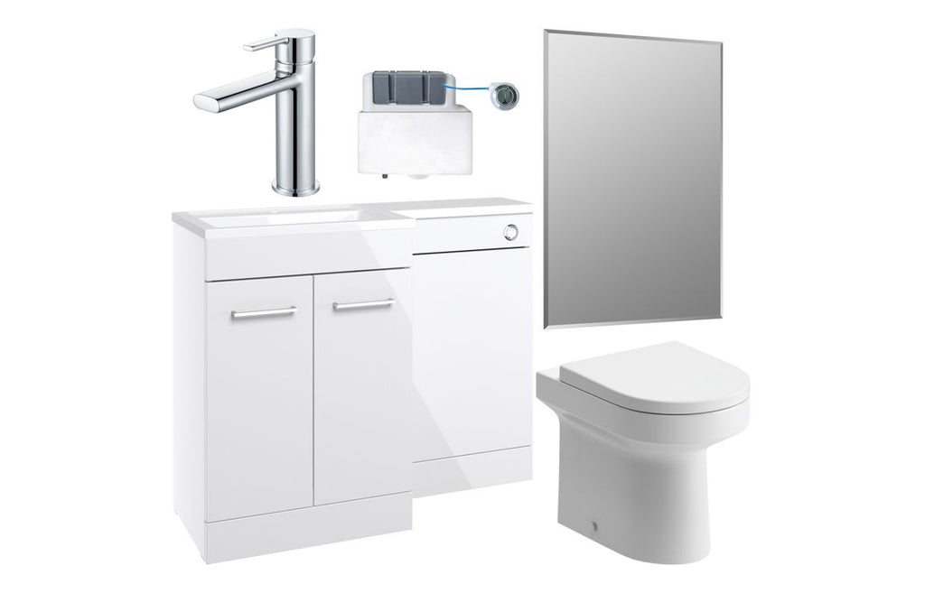 HOTT111612 - Venice 1000mm Furniture & BTW WC Pack - White Gloss (LH) image