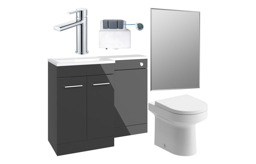 HOTT111618 - Venice 1000mm Furniture & BTW WC Pack - Anthracite Gloss (LH) image