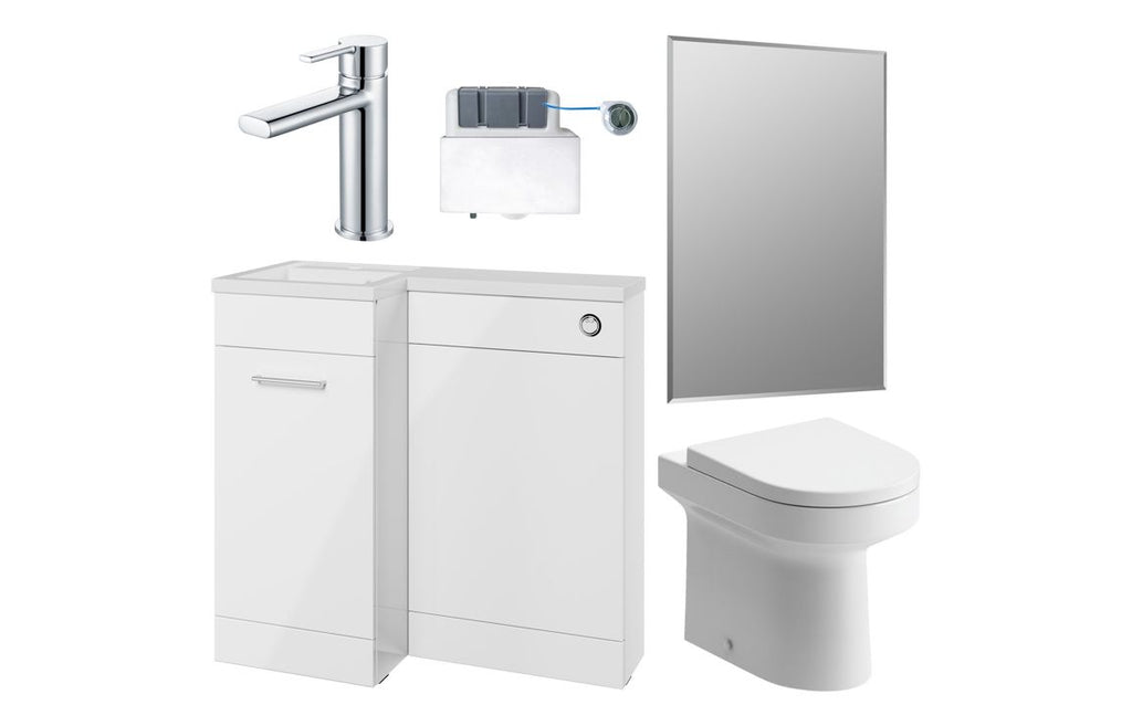 HOTT111624 - Venice 900mm Furniture & BTW WC Pack - White Gloss (LH) image
