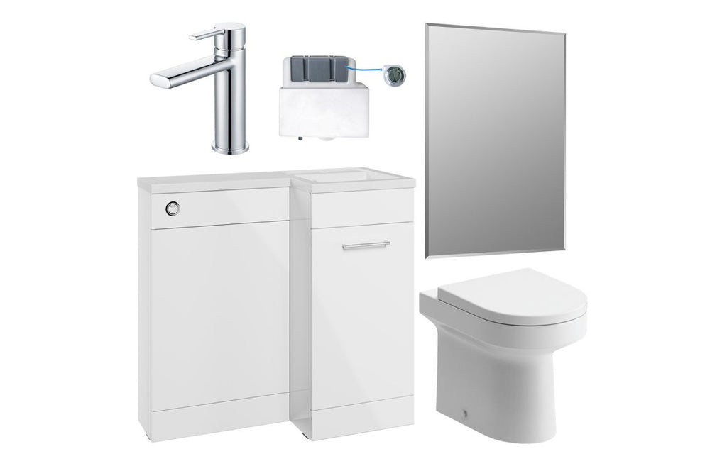 HOTT111625 - Venice 900mm Furniture & BTW WC Pack - White Gloss (RH) image