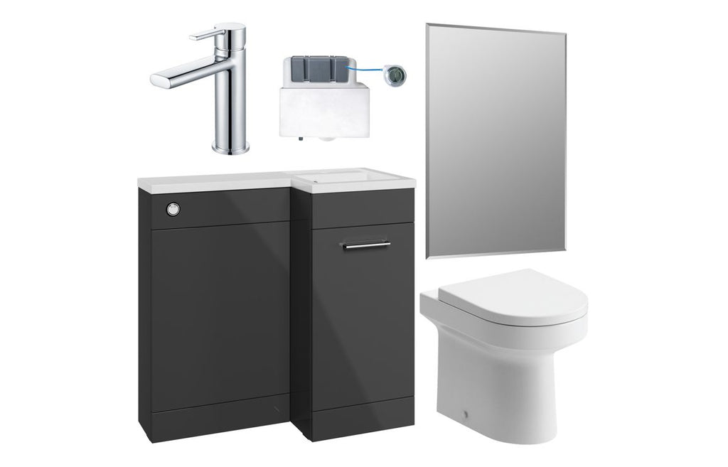 HOTT111631 - Venice 900mm Furniture & BTW WC Pack - Anthracite Gloss (RH) image