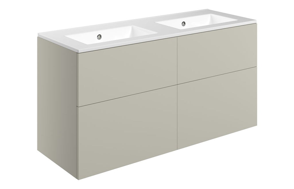 HOTT111331 - Romori 1210mm Wall Hung 4 Drawer Basin Unit & 0TH Basin - Matt Latte image
