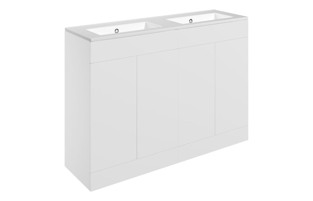 HOTT111334 - Romori 1210mm Floor Standing 4 Door Basin Unit & 0TH Basin - Matt White image