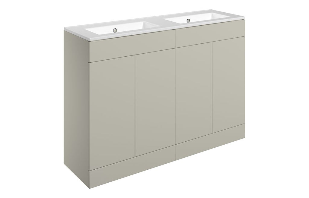 HOTT111335 - Romori 1210mm Floor Standing 4 Door Basin Unit & 0TH Basin - Matt Latte image