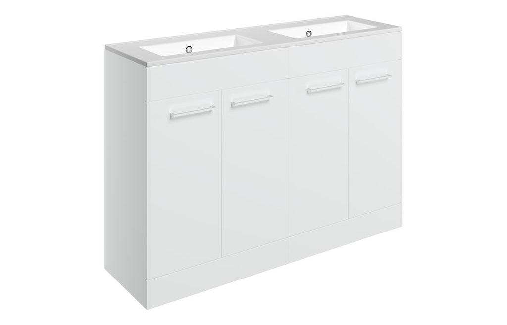 HOTT111356 - Genoa 1210mm Floor Standing 4 Door Basin Unit & 0TH Thin Edge Basin - White Gloss image