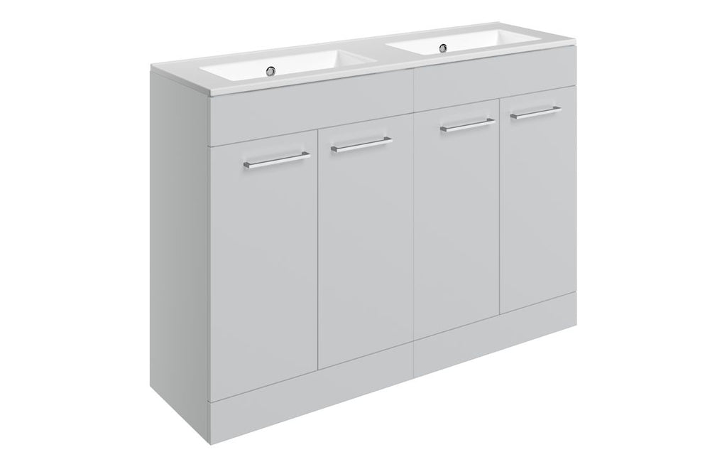 HOTT111357 - Genoa 1210mm Floor Standing 4 Door Basin Unit & 0TH Thin Edge Basin - Grey Gloss image
