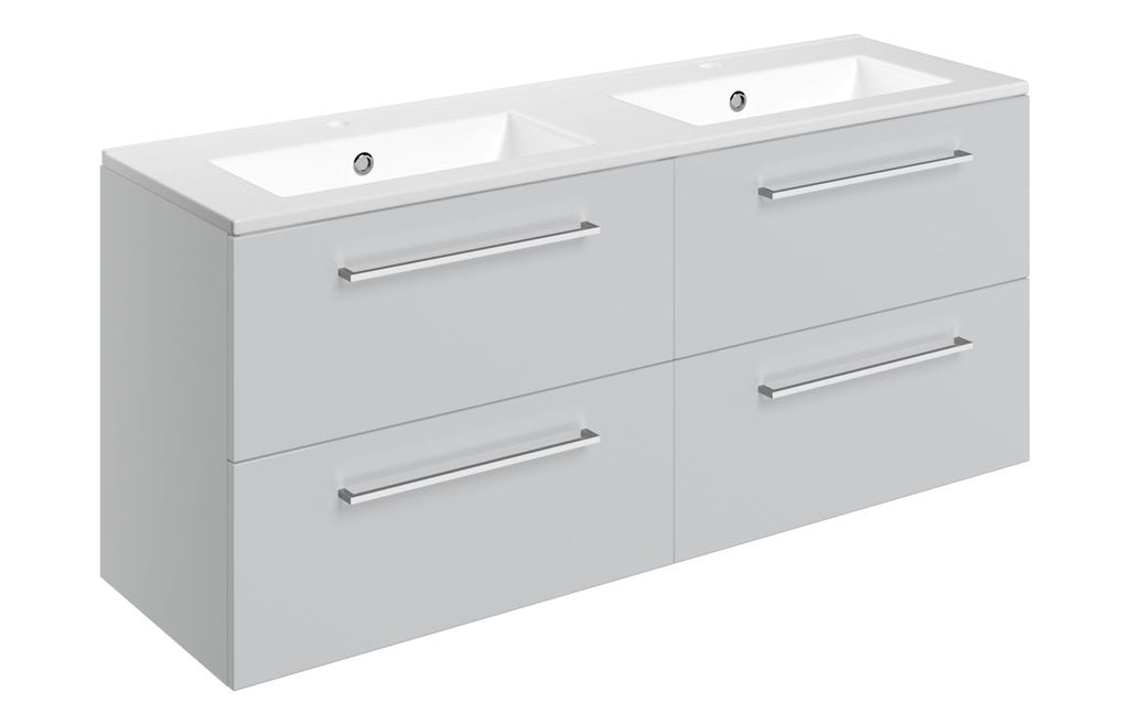 HOTT111361 - Genoa 1210mm Wall Hung 4 Drawer Basin Unit & 2TH Thin Edge Basin - Grey Gloss image