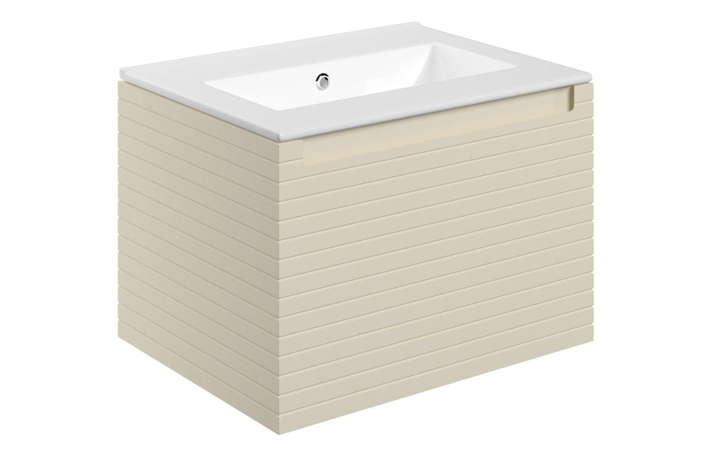 HOTT111302 - Laurie 615mm Wall Hung 1 Drawer Basin Unit & 0TH Thin Edge Basin - Matt Cotton image