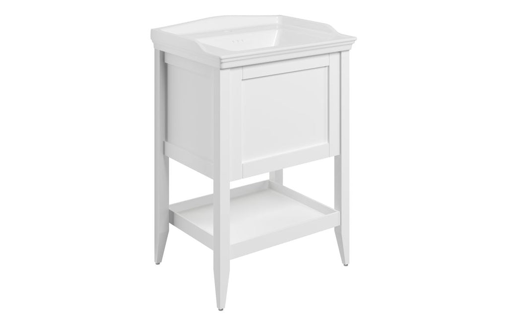HOTT116034 - Ratara 650mm Floor Standing 1 Drawer Basin Unit w/Basin - Matt White image