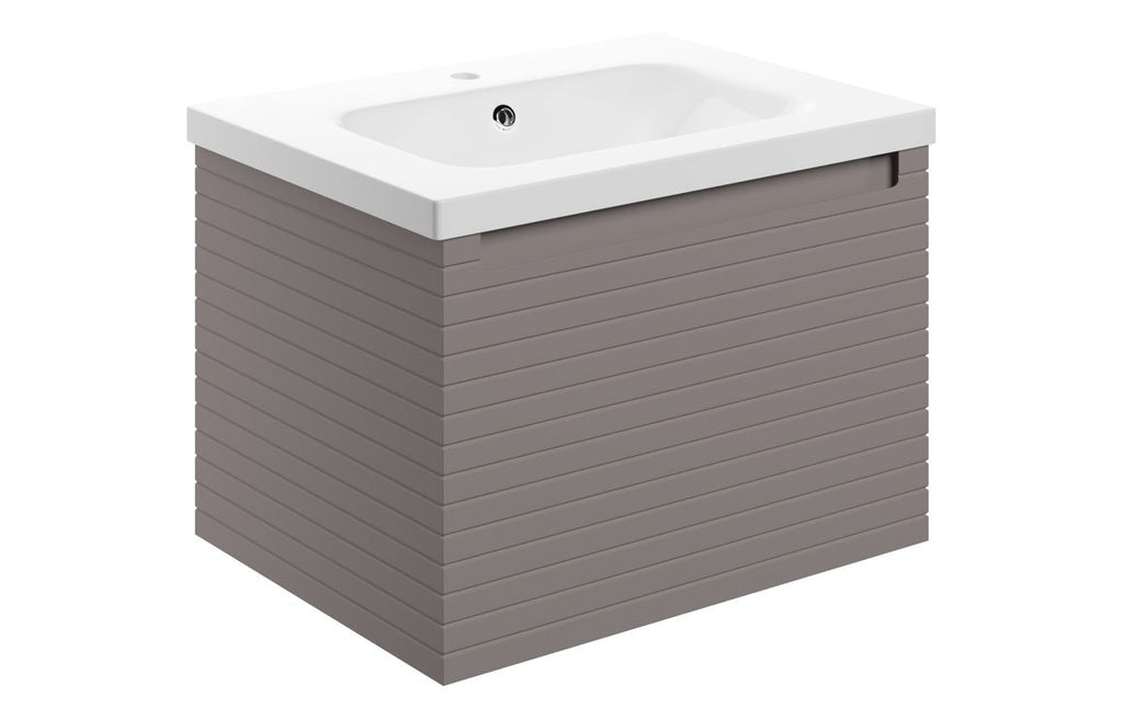 HOTT116028 - Laurie 615mm Wall Hung 1 Drawer Basin Unit & 1TH Basin - Matt Taupe image