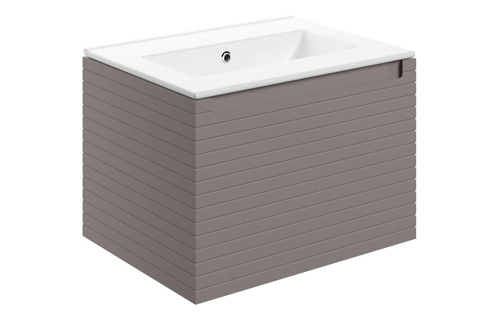 HOTT116027 - Laurie 615mm Wall Hung 1 Drawer Basin Unit & 0TH Thin Edge Basin - Matt Taupe image