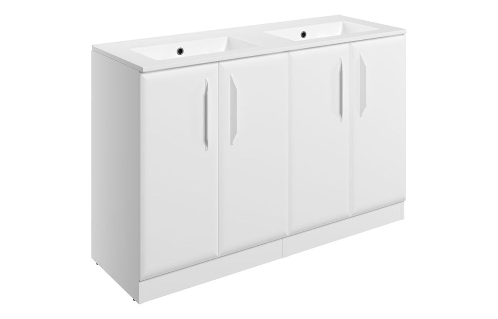 HOTT116079 - Kikio 1210mm Floor Standing 4 Door Basin Unit w/0TH Basin - Matt White image