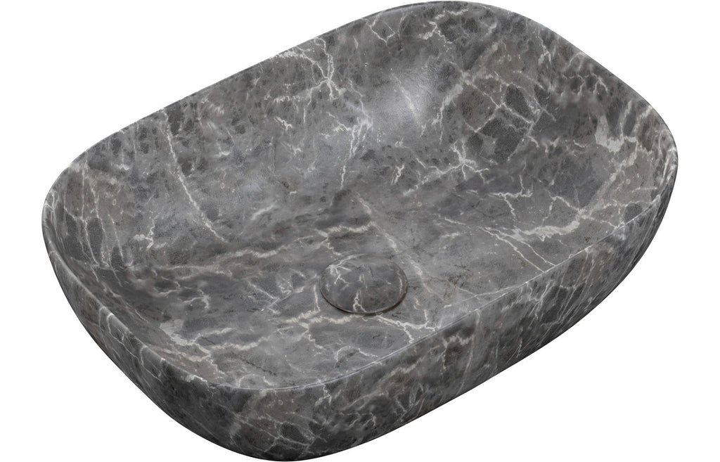 HOTT106866 - Stratto 460x330mm Ceramic Washbowl - Grey Marble Effect image