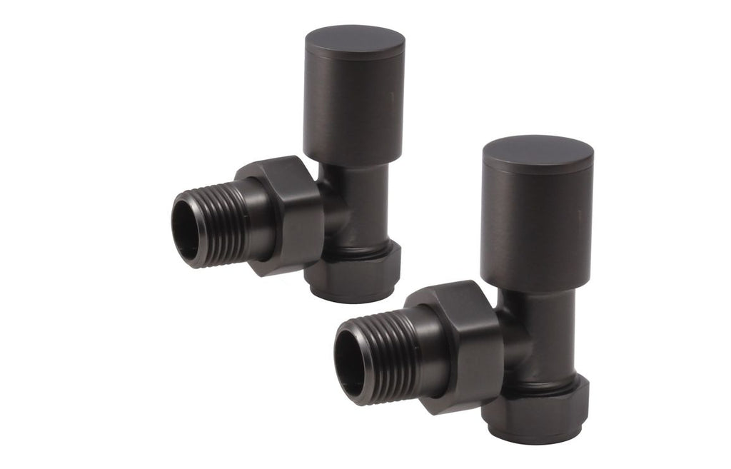 HOTT108851 - Patterned Matt Black Radiator Valves - Angled image