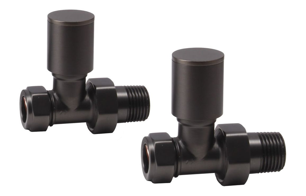 HOTT108852 - Patterned Matt Black Radiator Valves - Straight image