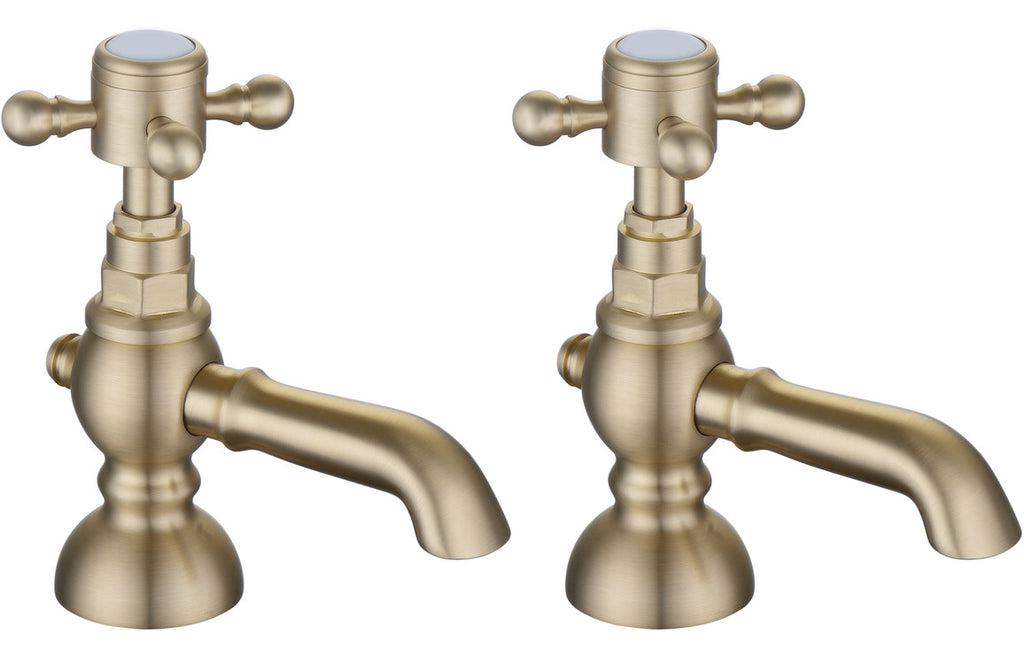 HOTT106800 - Oxford Round Basin Pillar Taps - Brushed Brass image