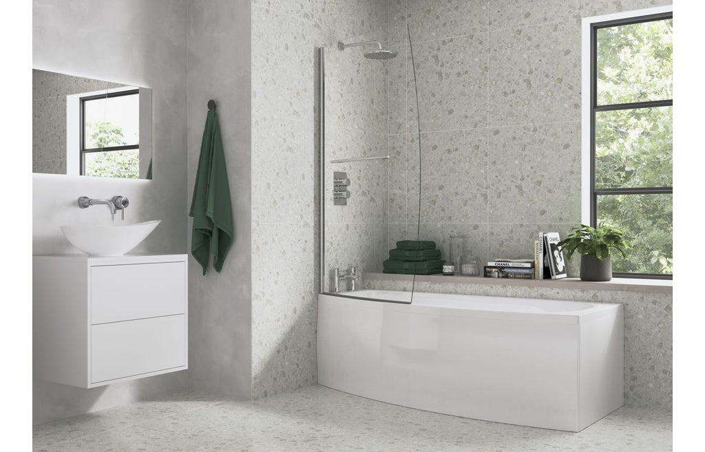 HOTT3772 - 900x1500mm Space Saver Bath Screen (6mm) - Chrome image