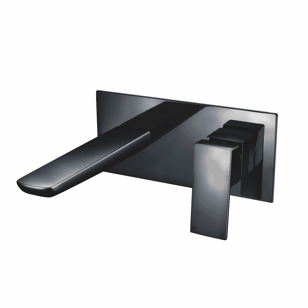 SWBR026 - Hazeley Electroplated Wall Mounted Basin Filler w/ Pop Up Waste - Black image