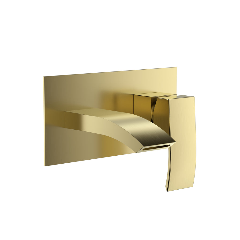 SWBR062 - Linford PVD Coated Wall Mounted Basin Filler w/ Pop Up Waste - Brushed Brass image
