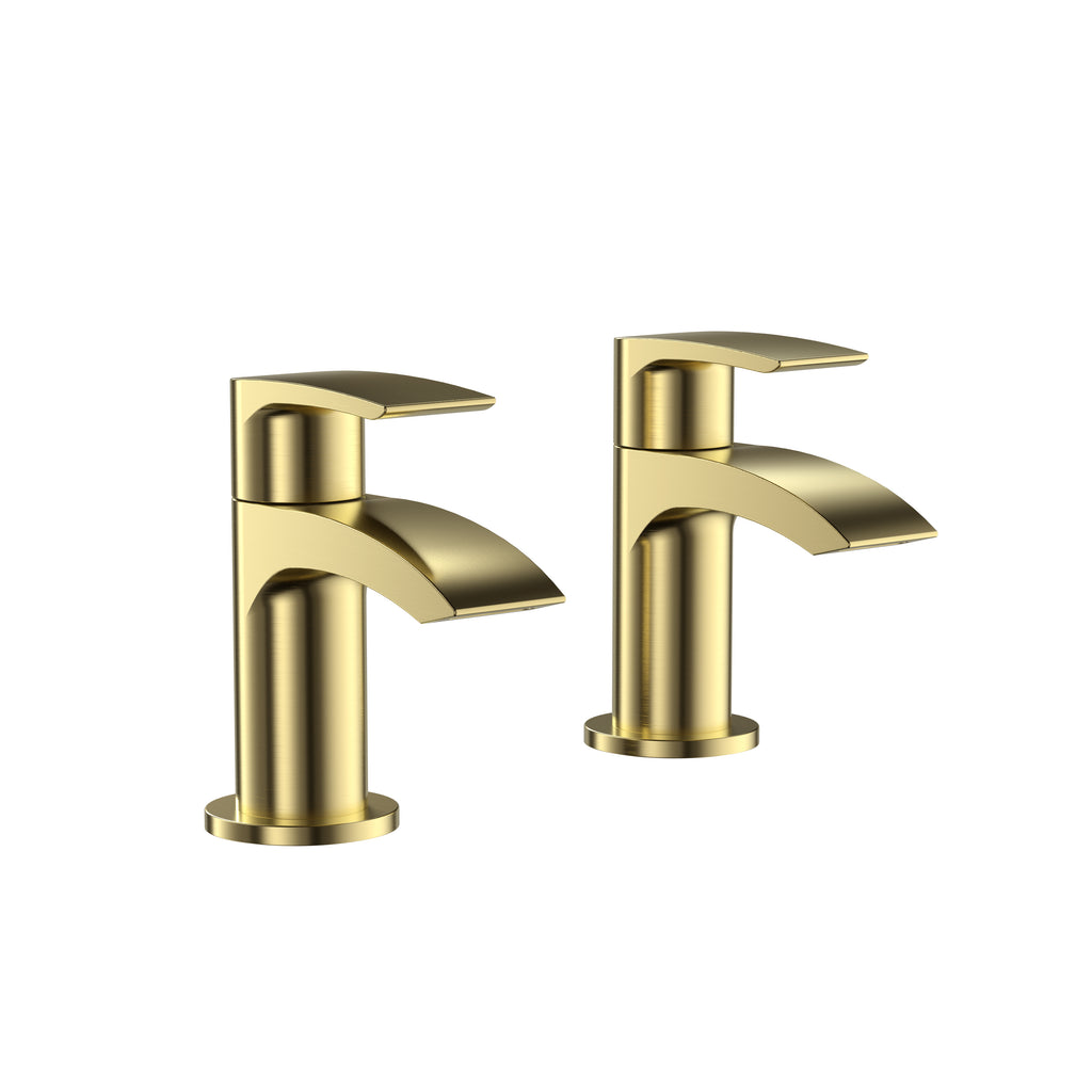 SWBR064 - Linford PVD Coated Bath Pillar Taps w/ 2 Tap Holes - Brushed Brass image