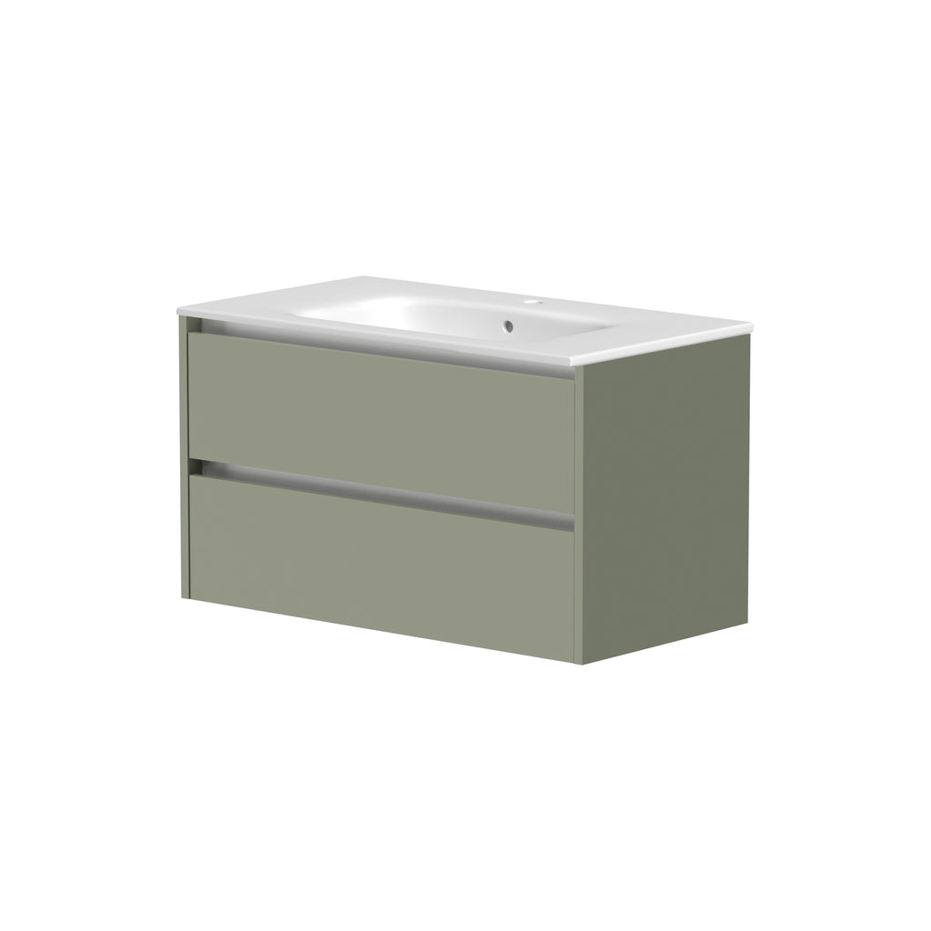 SWFU029 - Glebe 790mm x 500mm x 455mm 2 Drawer Wall Mounted Vanity Unit - Savannah Green image