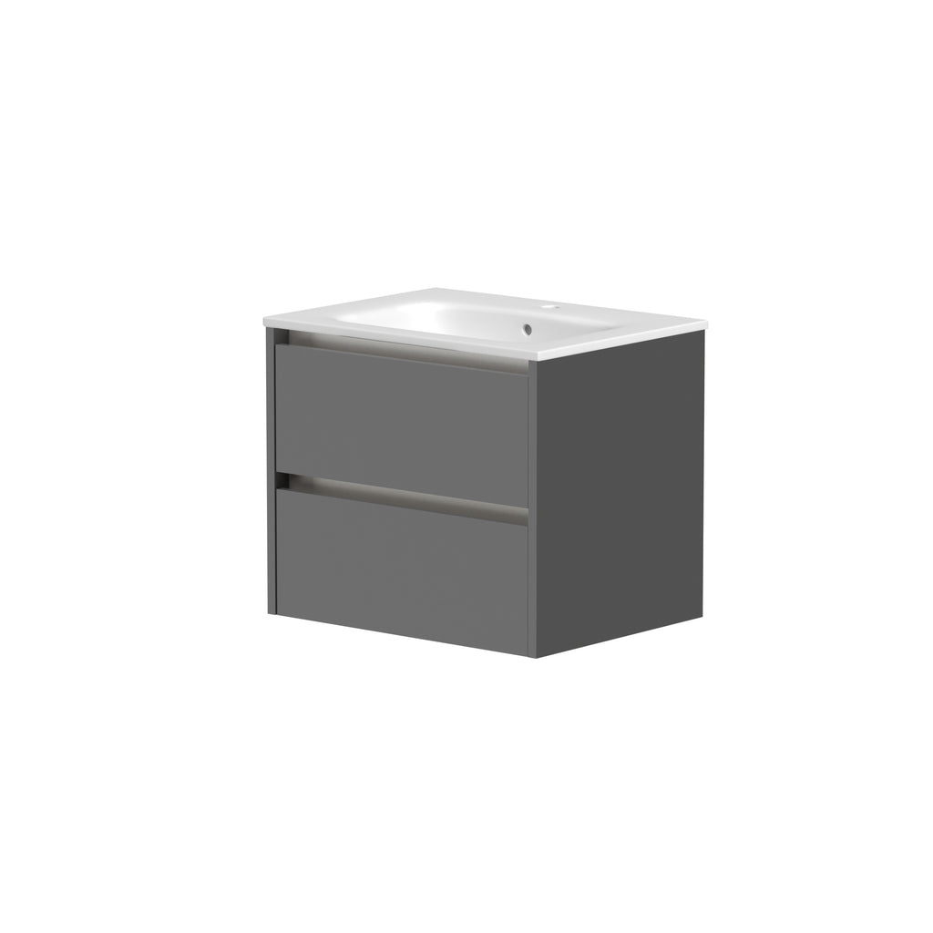 SWFU040 - Glebe 590mm x 500mm x 455mm 2 Drawer Wall Mounted Vanity Unit - Matt Grey image
