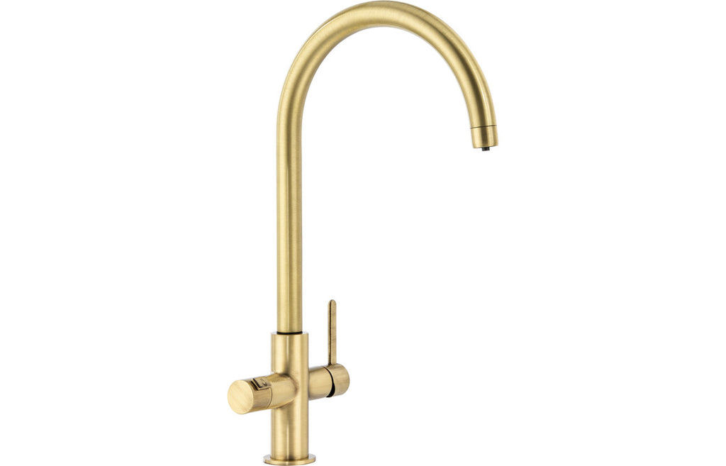 PT1133 - Abode Prothia 3 IN 1 Swan Spout Slimline Monobloc Tap - Brushed Brass image