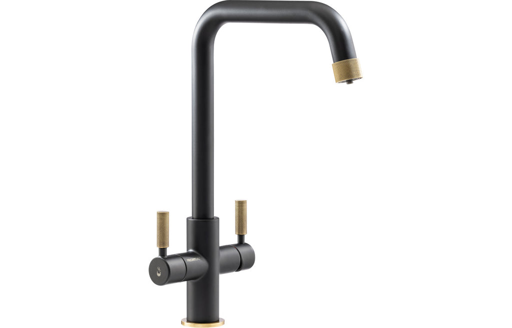 PT1197 - Abode Industria 3 IN 1 Monobloc Tap - Matt Black & Antique Brass image