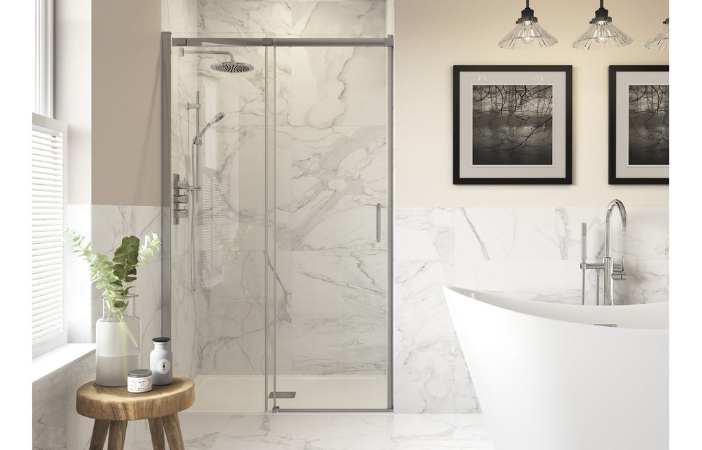 HOTT103387 - Bocca 1100mm Semi-Framed Sliding Door - Chrome image