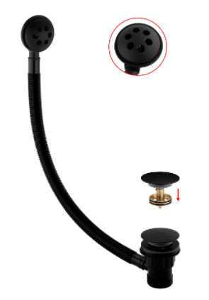 SWBR072 - Electroplated Click Clack Bath Waste Assembly - Black image