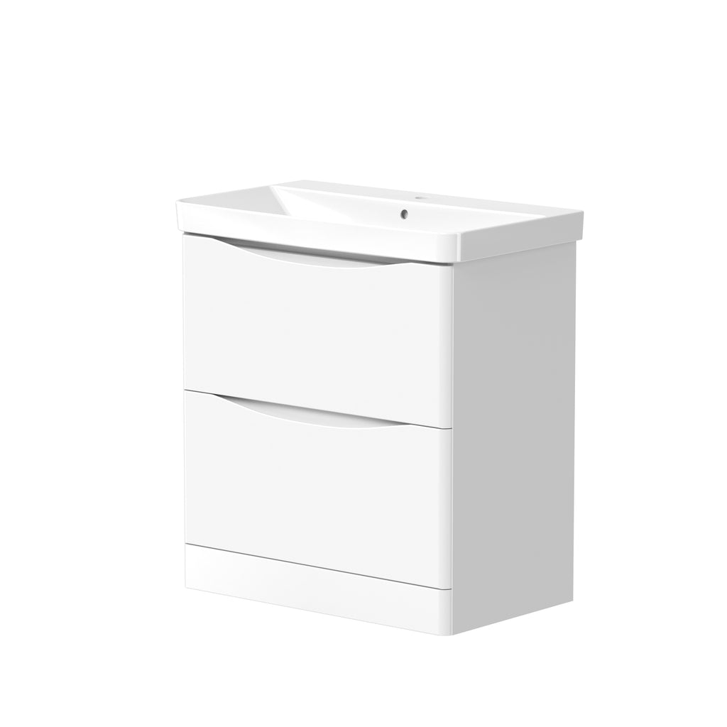 SWFU055 - Oxley 758mm x 810mm x 444mm 2 drawer Floorstanding Vanity Unit - Matt White image