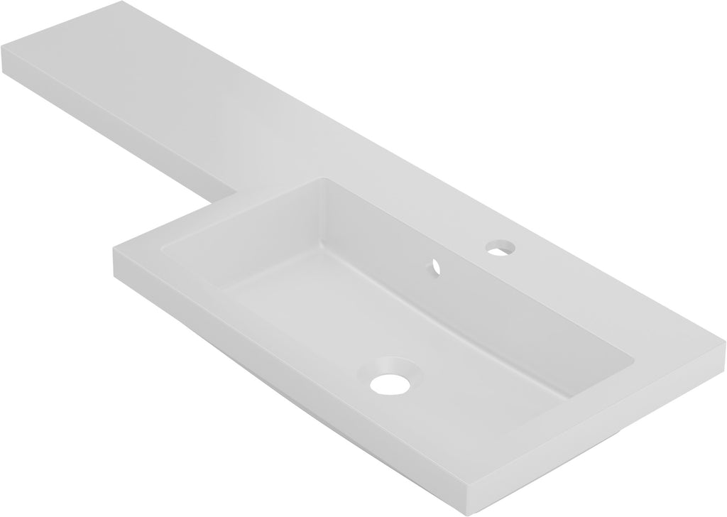SWFU069 - Shenley  1100mm x 390mm 1 Tap Hole Right Handed L Shape Mineralcast Basin - White image